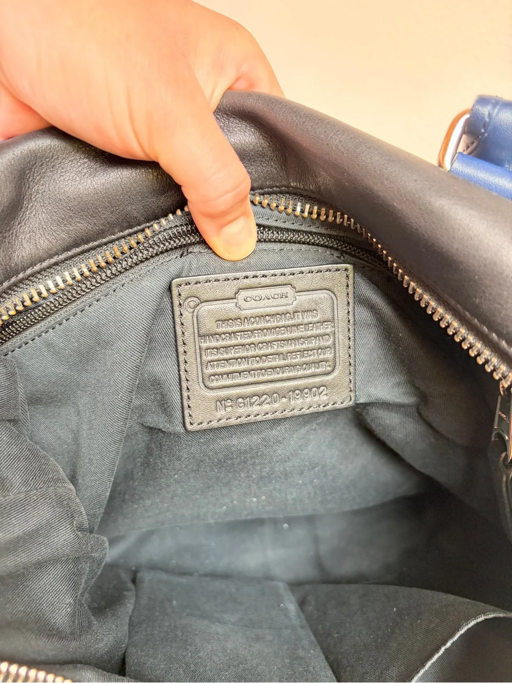Coach Two-Tone Black and‎ Navy Leather Shoulder Bag